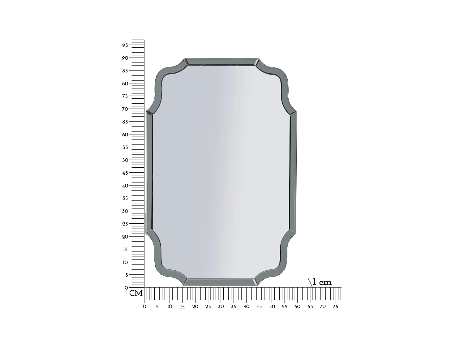 Miroir mural avec cadre en verre gris cm 60x1x90