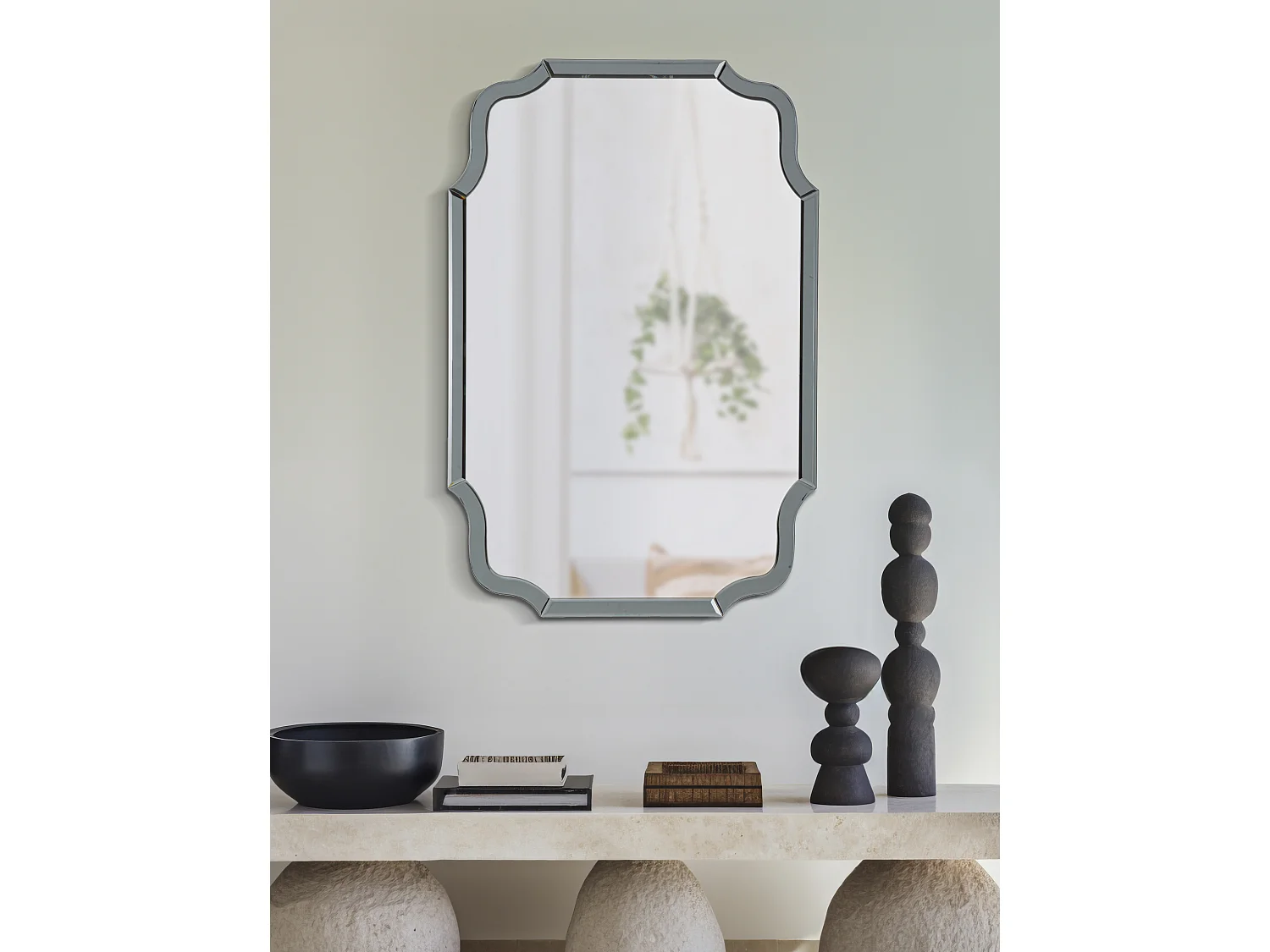 Miroir mural avec cadre en verre gris cm 60x1x90