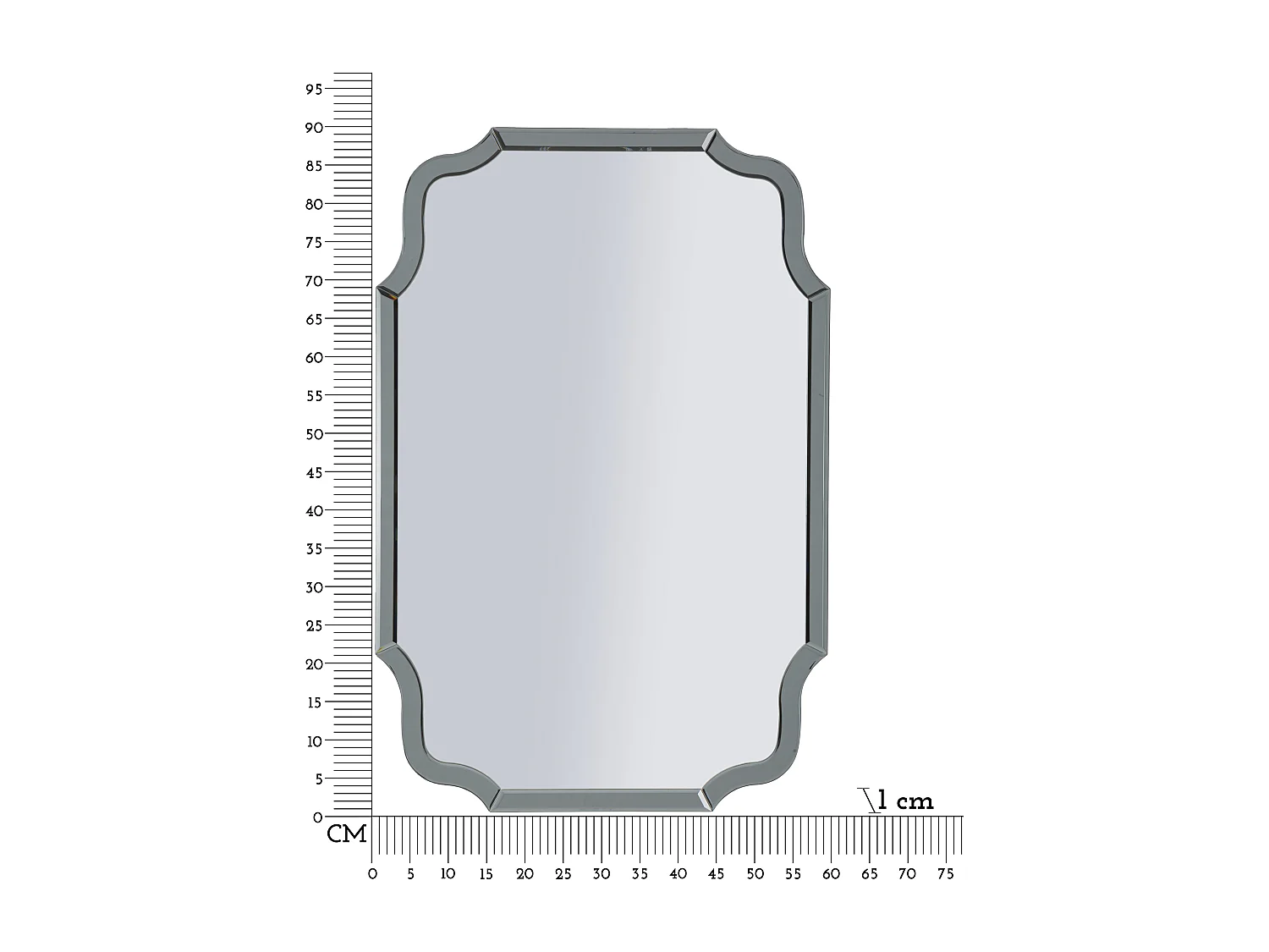 Miroir mural avec cadre en verre gris cm 60x1x90