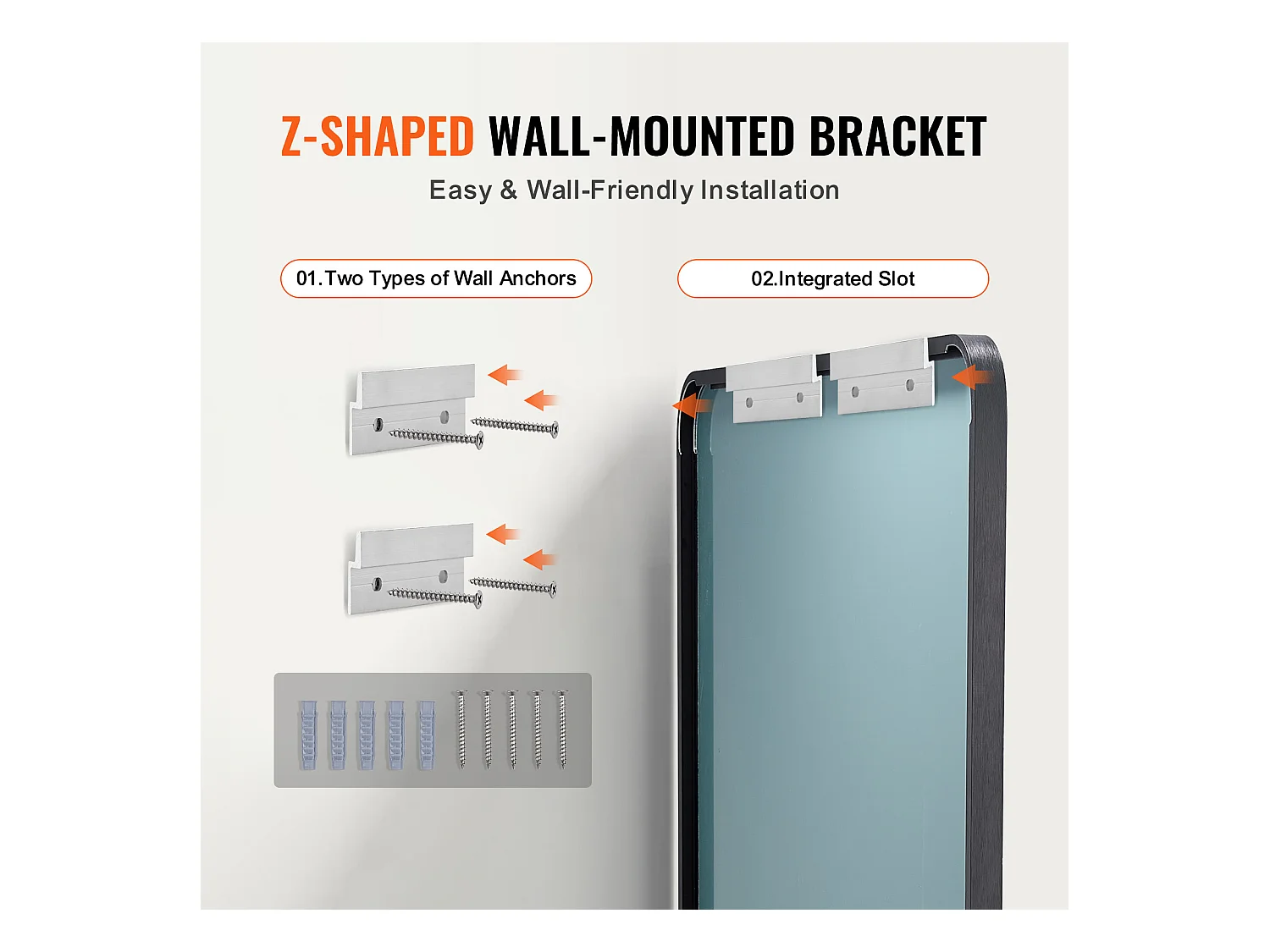 Miroir Mural SucceBuy, 55,8 X 76,1 cm, Noir, Avec Cadre en Alliage D'Aluminium, Film Antidéflagrant, Résistant aux Rayures pour la Maison