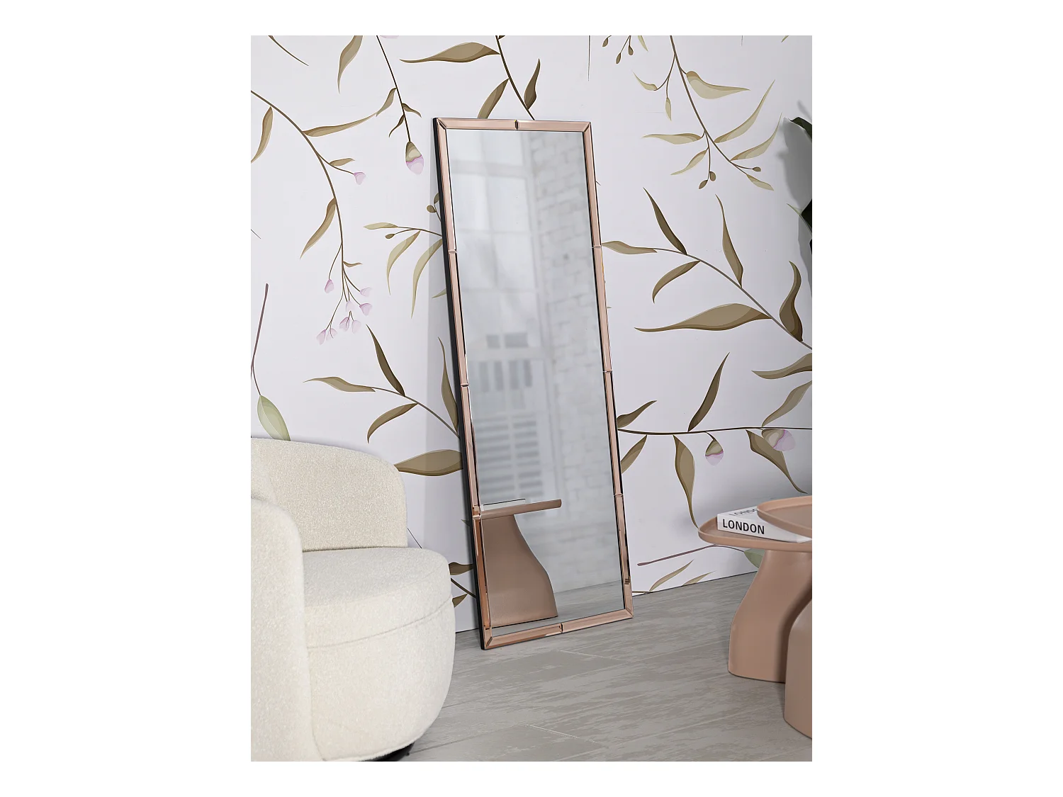 Miroir mural avec cadre en verre rose cm 55x2x150