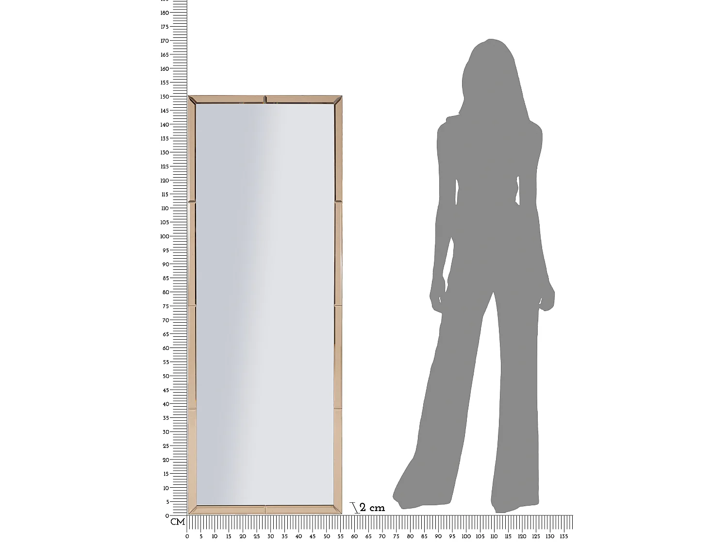 Miroir mural avec cadre en verre rose cm 55x2x150