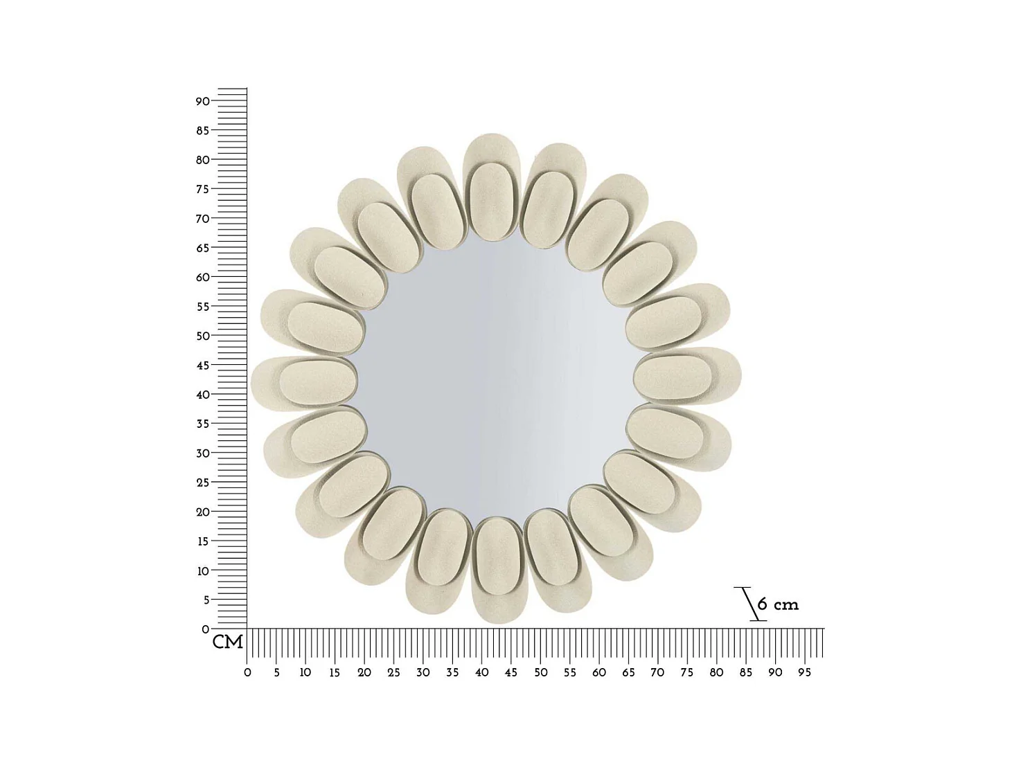 Specchio da muro in metallo crema cm ø 85x6
