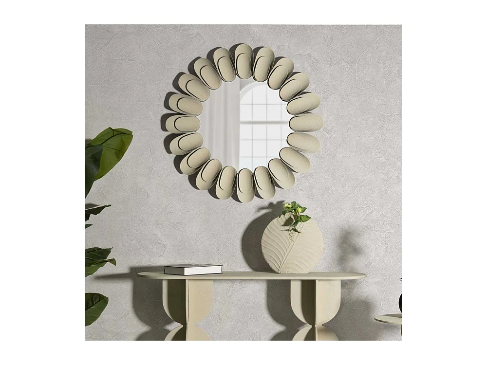 Miroir mural en métal crème cm ø 85x6