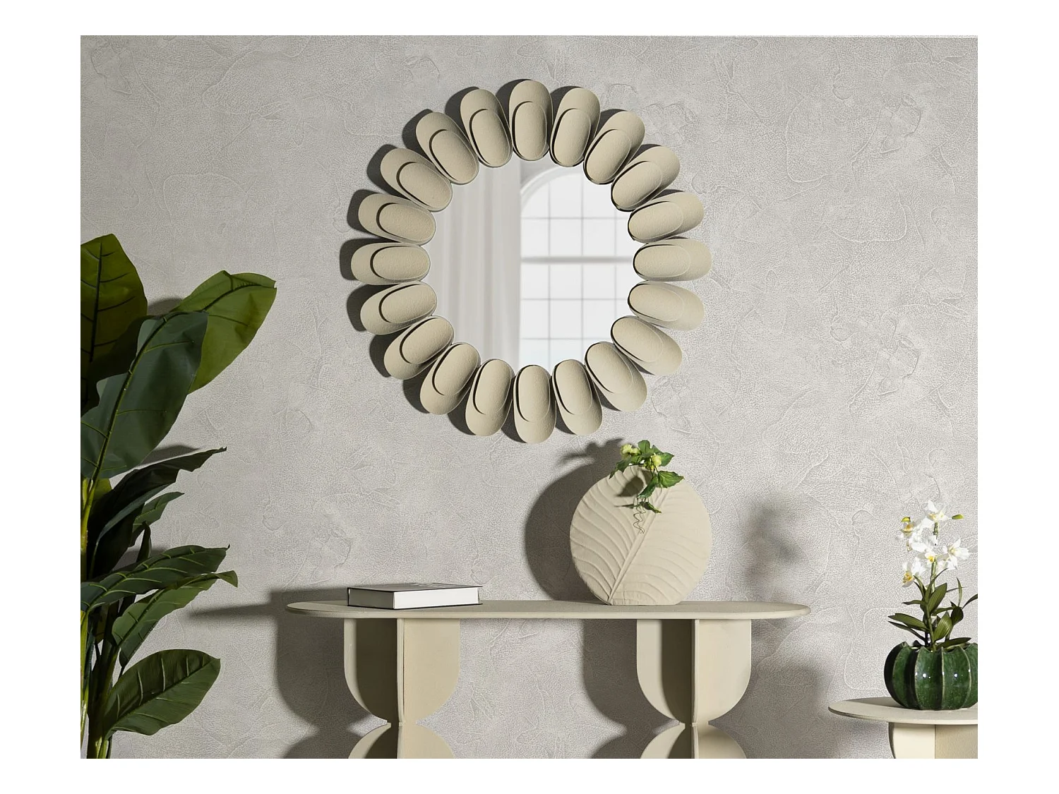 Miroir mural en métal crème cm ø 85x6