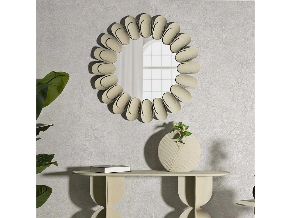 Miroir mural en métal crème cm ø 85x6