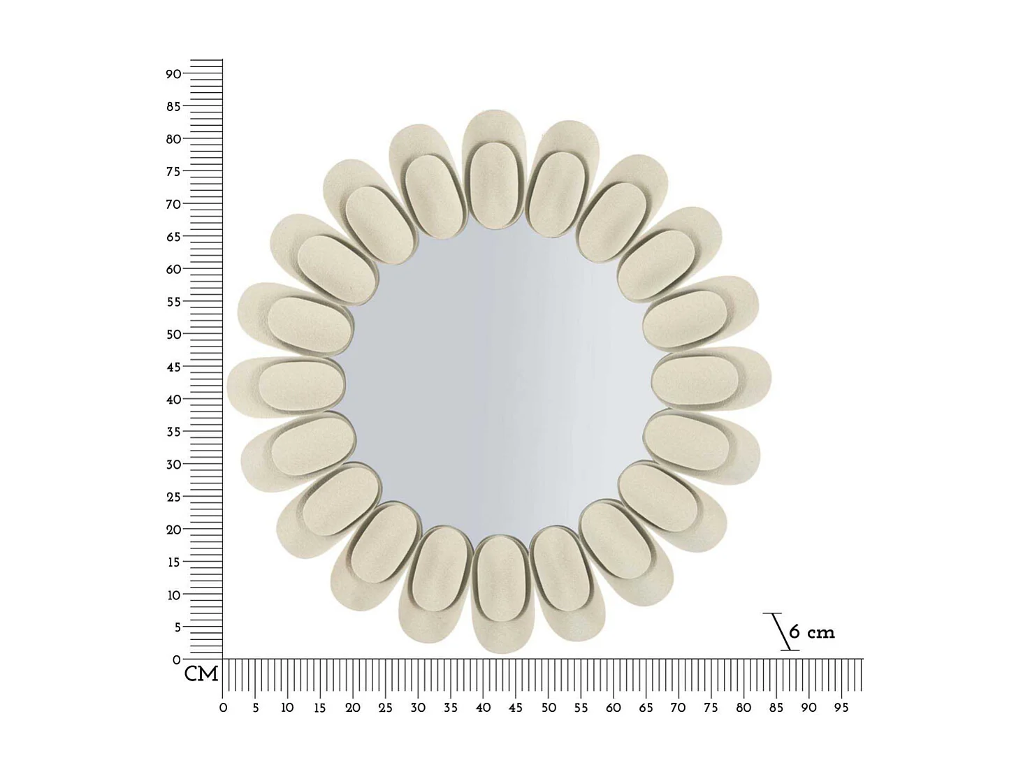 Miroir mural en métal crème cm ø 85x6
