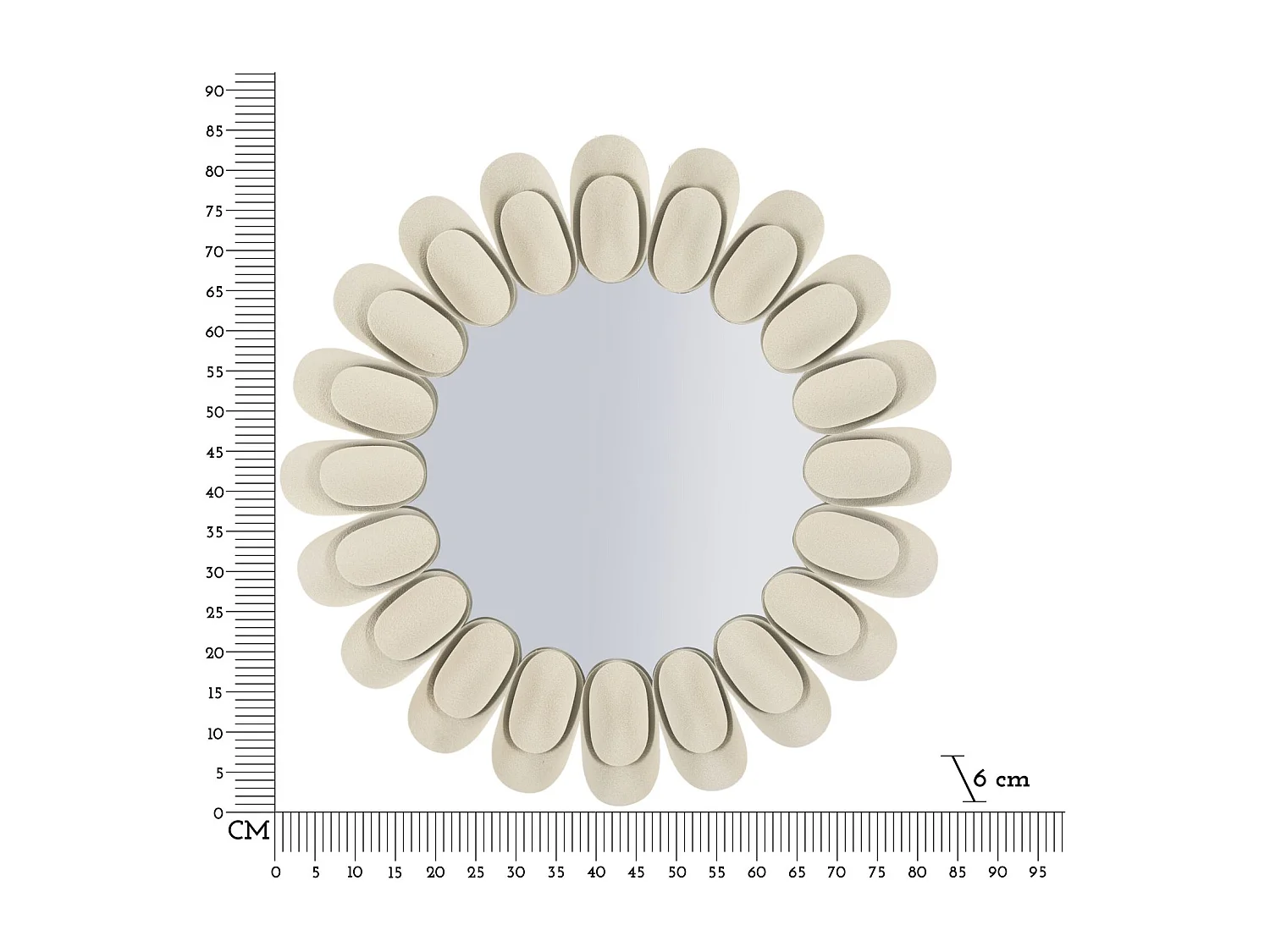 Miroir mural en métal crème cm ø 85x6