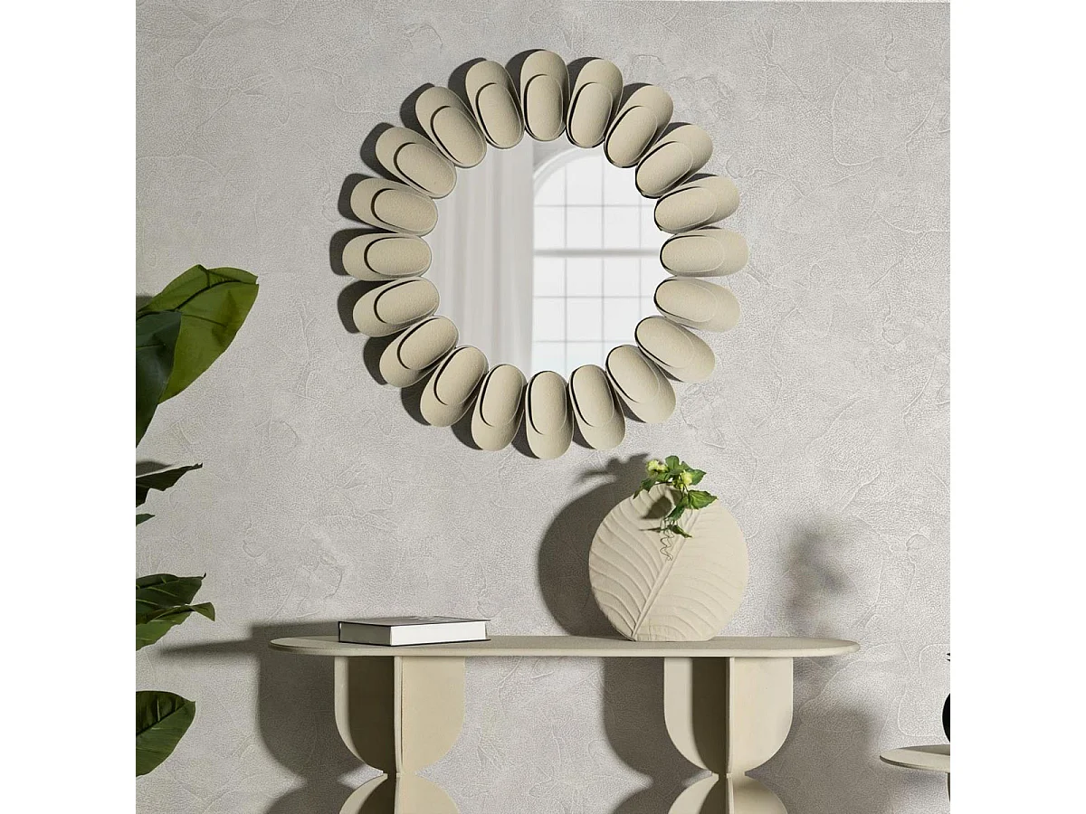 Miroir Mural Design "Dune" 85cm Crème
