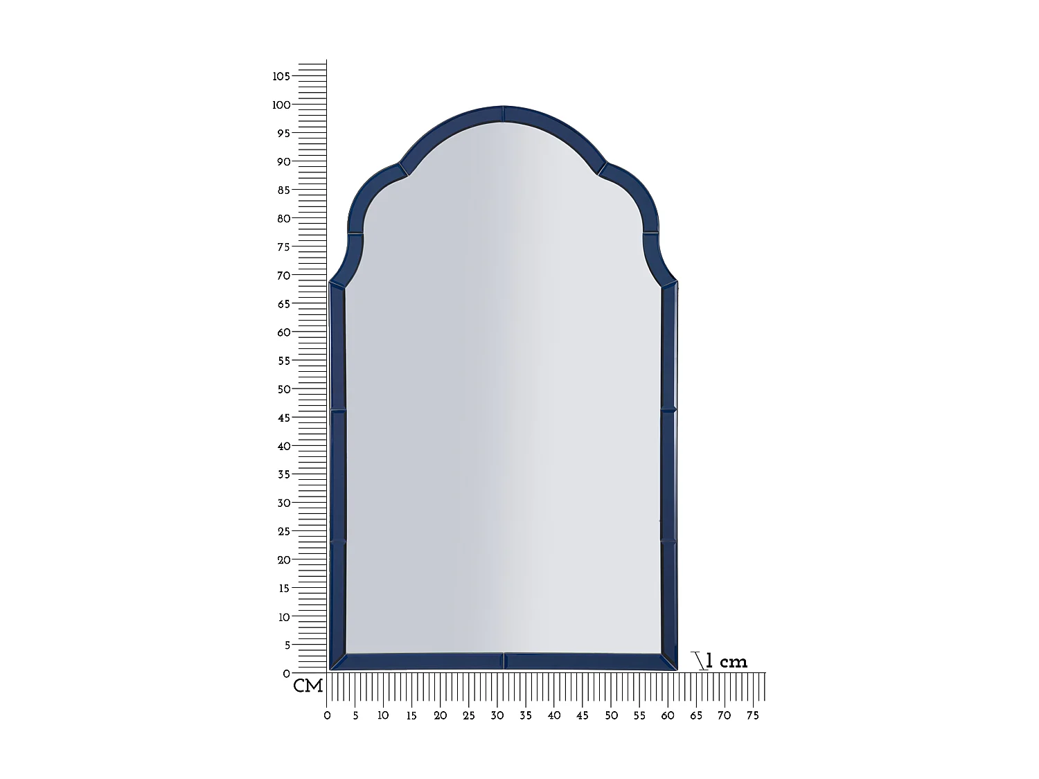 Miroir mural avec cadre en verre bleu cm 62x1x100