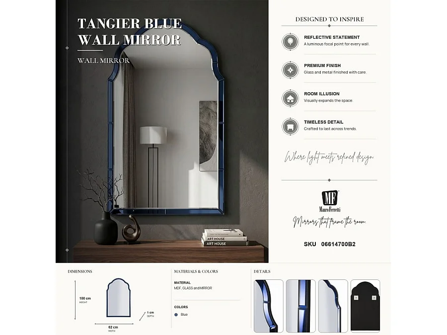 Miroir Mural "Tangier" 100cm Bleu