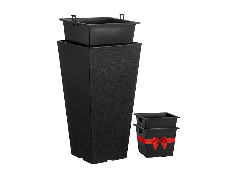 Macetas SucceBuy, Juego de 2, Altas, Cuadradas y Cónicas de 56 cm para Uso en Exteriores e Interiores