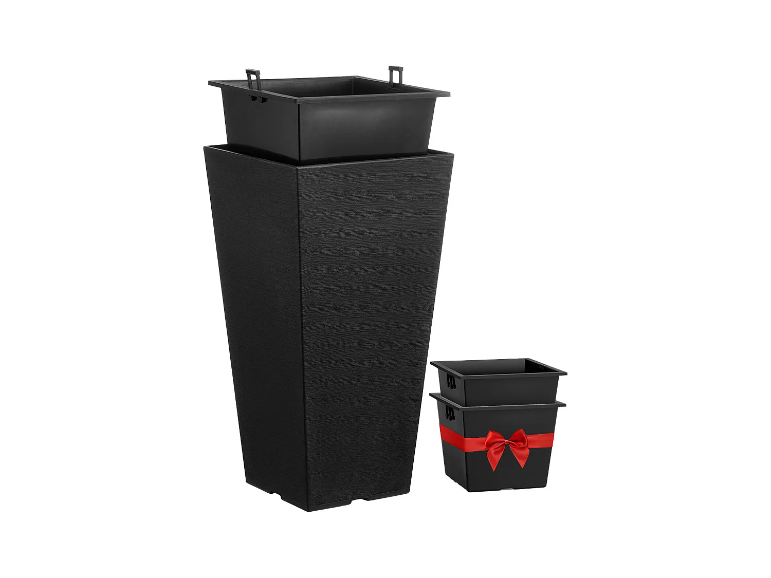 Pot de Fleurs, SucceBuy Lot de 2 Jardinières Hautes - Jardinières Carrées Coniques de 56 cm pour Usage Extérieur/Intérieur