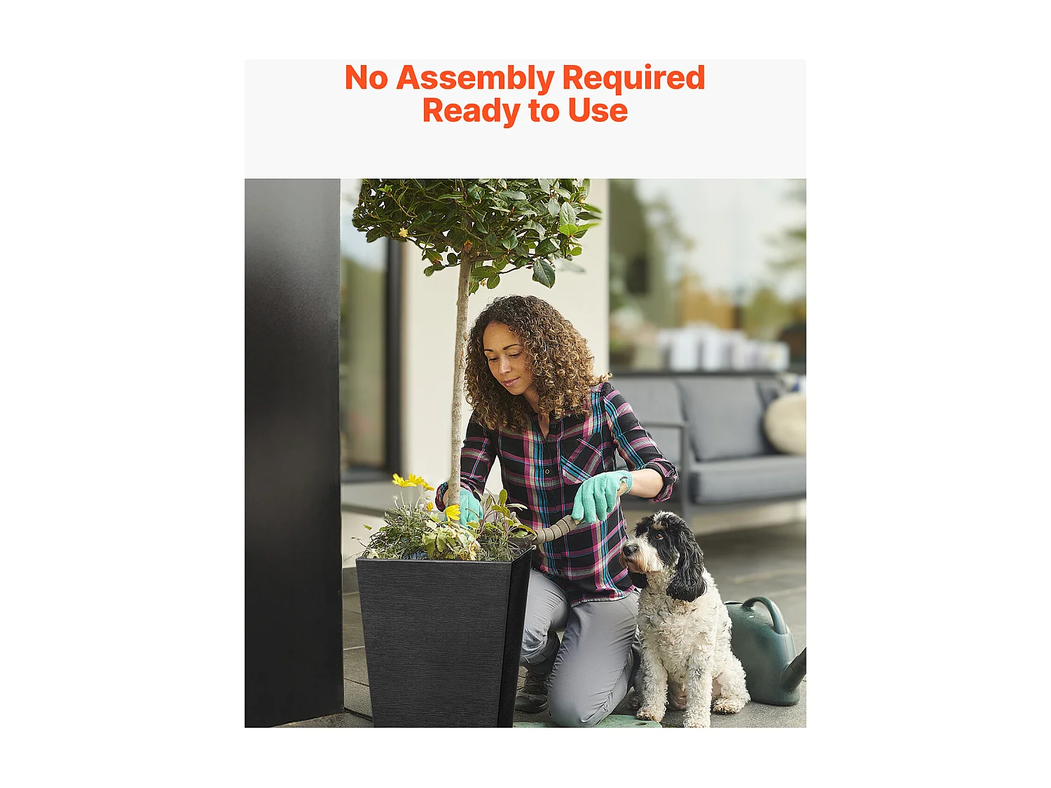 Bloempot SucceBuy, Set van 2 Hoge Plantenbakken - 56 cm Vierkante Taps Toelopende Plantenbakken voor Buiten/Binnen Gebruik