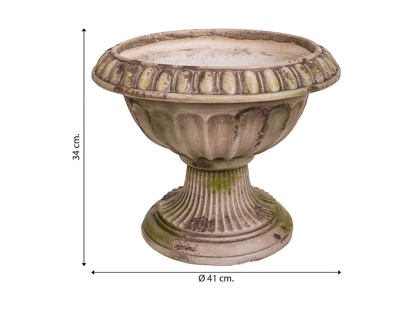 Vaso decorativo em magnésio cor pedra, 41x41x34h cm