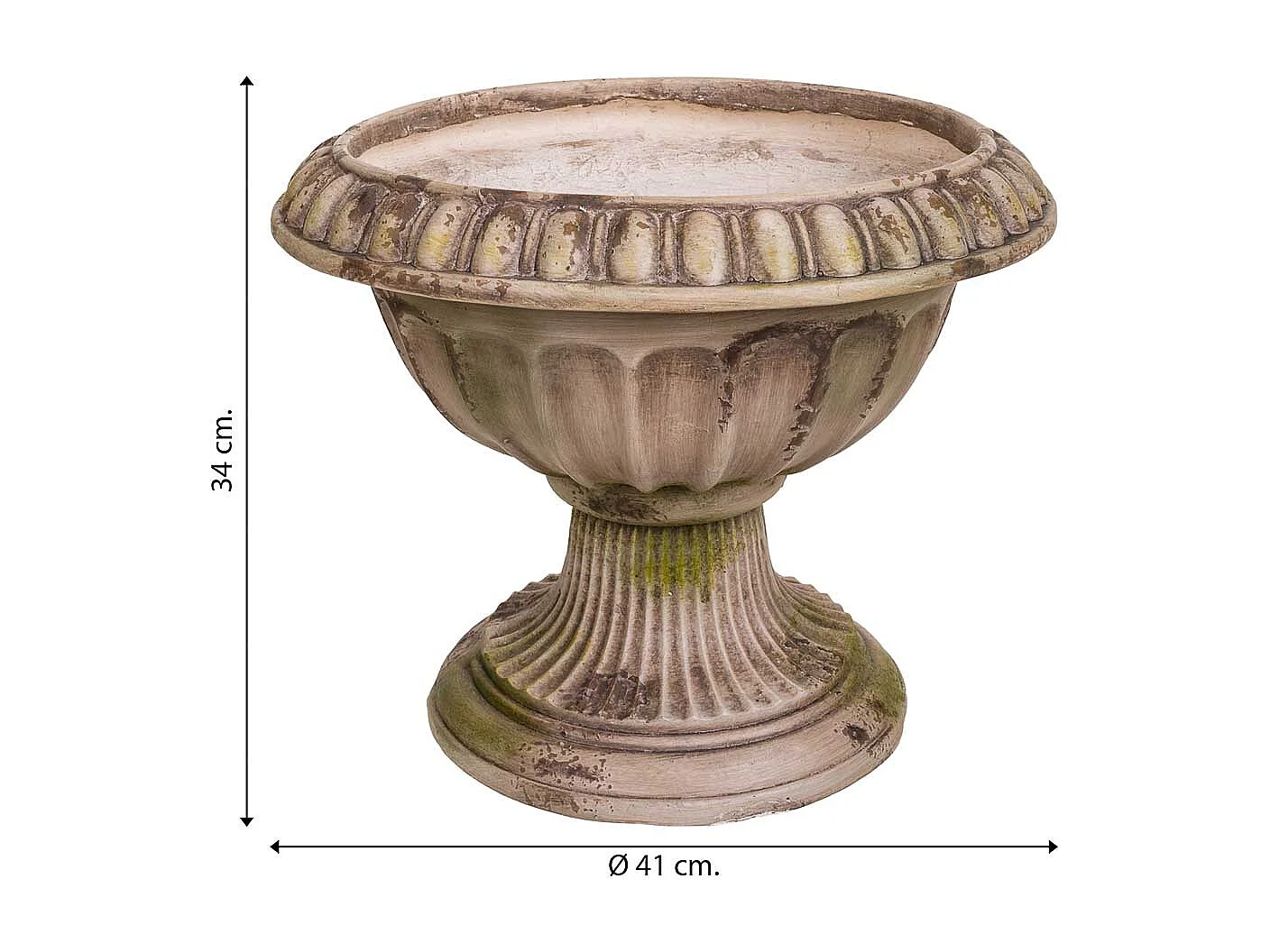 Vaso decorativo em magnésio cor pedra, 41x41x34h cm