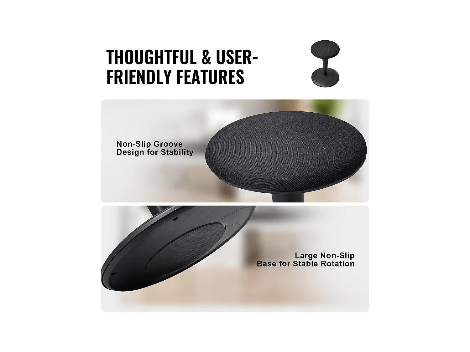 Sgabello Oscillante Sedia Girevole SucceBuy Regolabile In Altezza (55.12-71.88 cm) Sedia Attiva Per 12-18 Anni, Nero