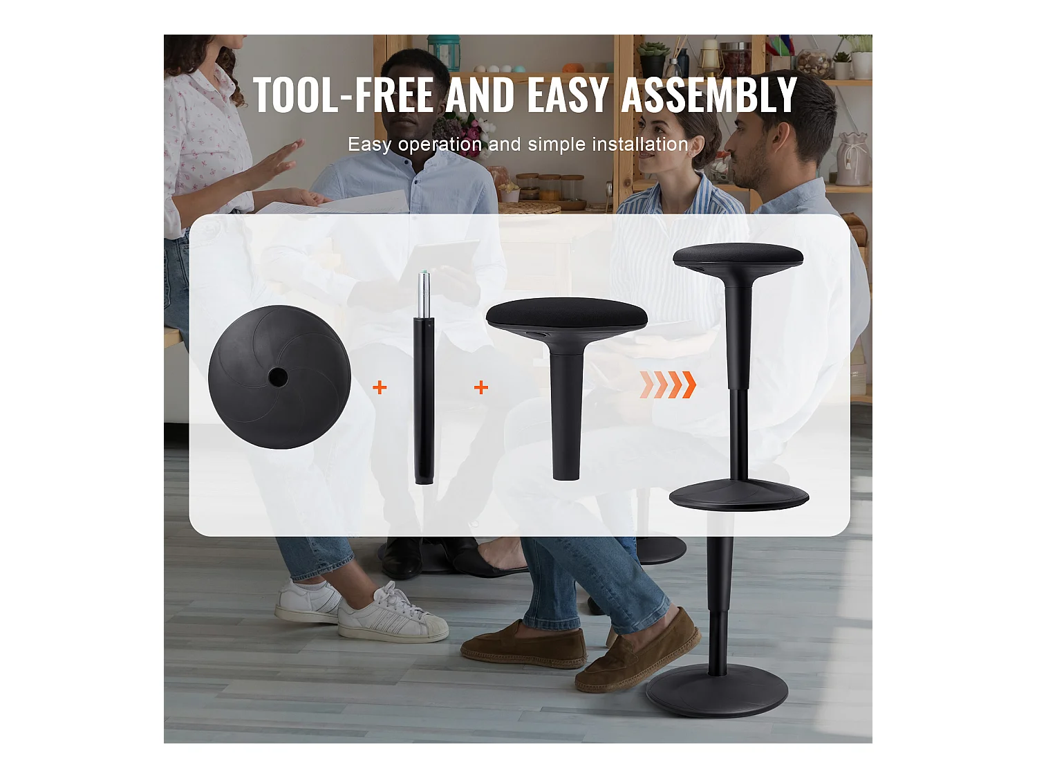 Sgabello Oscillante Sedia Girevole SucceBuy Regolabile In Altezza (55.12-71.88 cm) Sedia Attiva Per 12-18 Anni, Nero