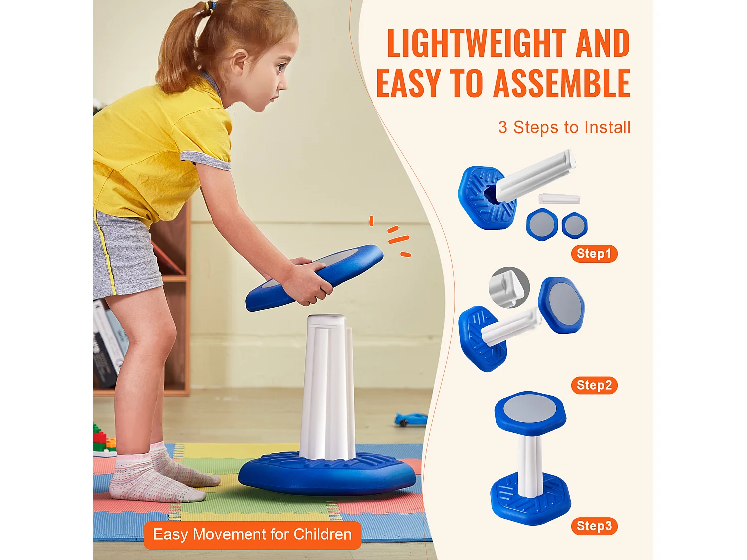 Pufe Oscilante SucceBuy Kids Wobble Chair Cadeira Ativa Com Almofada De Espuma Para 3-7 Anos, Azul