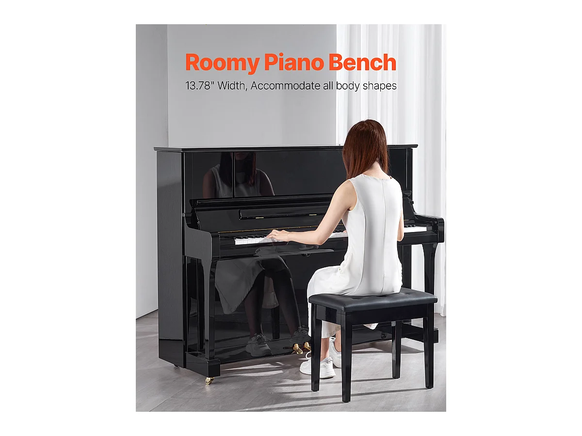 Banc de Piano SucceBuy avec Siège Rembourré, Tabouret de Rangement en Bois, Meuble-Lavabo - Design Polyvalent avec Espace de Rangement Intégré