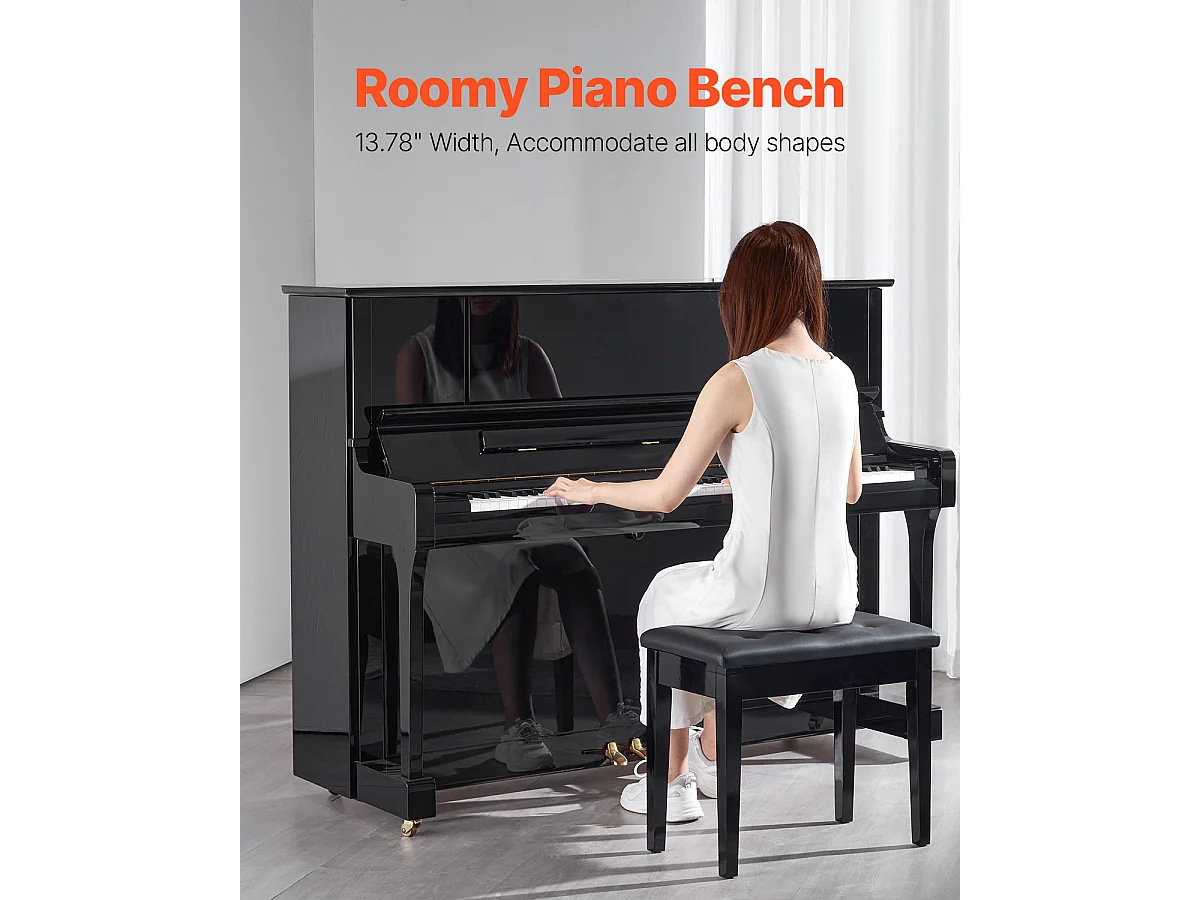 Banco de Piano SucceBuy con Asiento Acolchado, Taburete de Almacenamiento de Madera, Mueble-Lavabo - Diseño Versátil con Almacenamiento Integrado