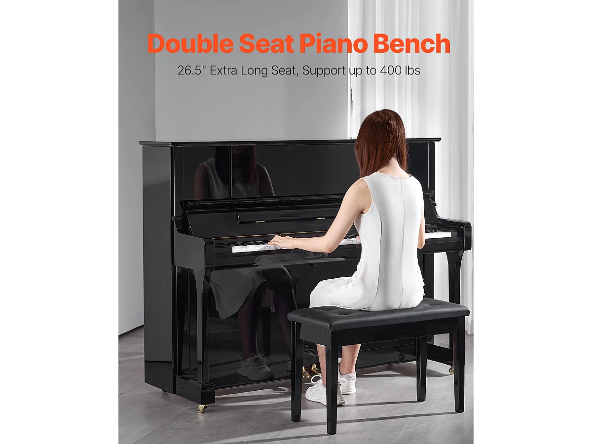 Banc de Piano SucceBuy avec Siège Rembourré, Tabouret de Rangement en Bois, Meuble-Lavabo - Combinaison Élégante de Confort et de Rangement