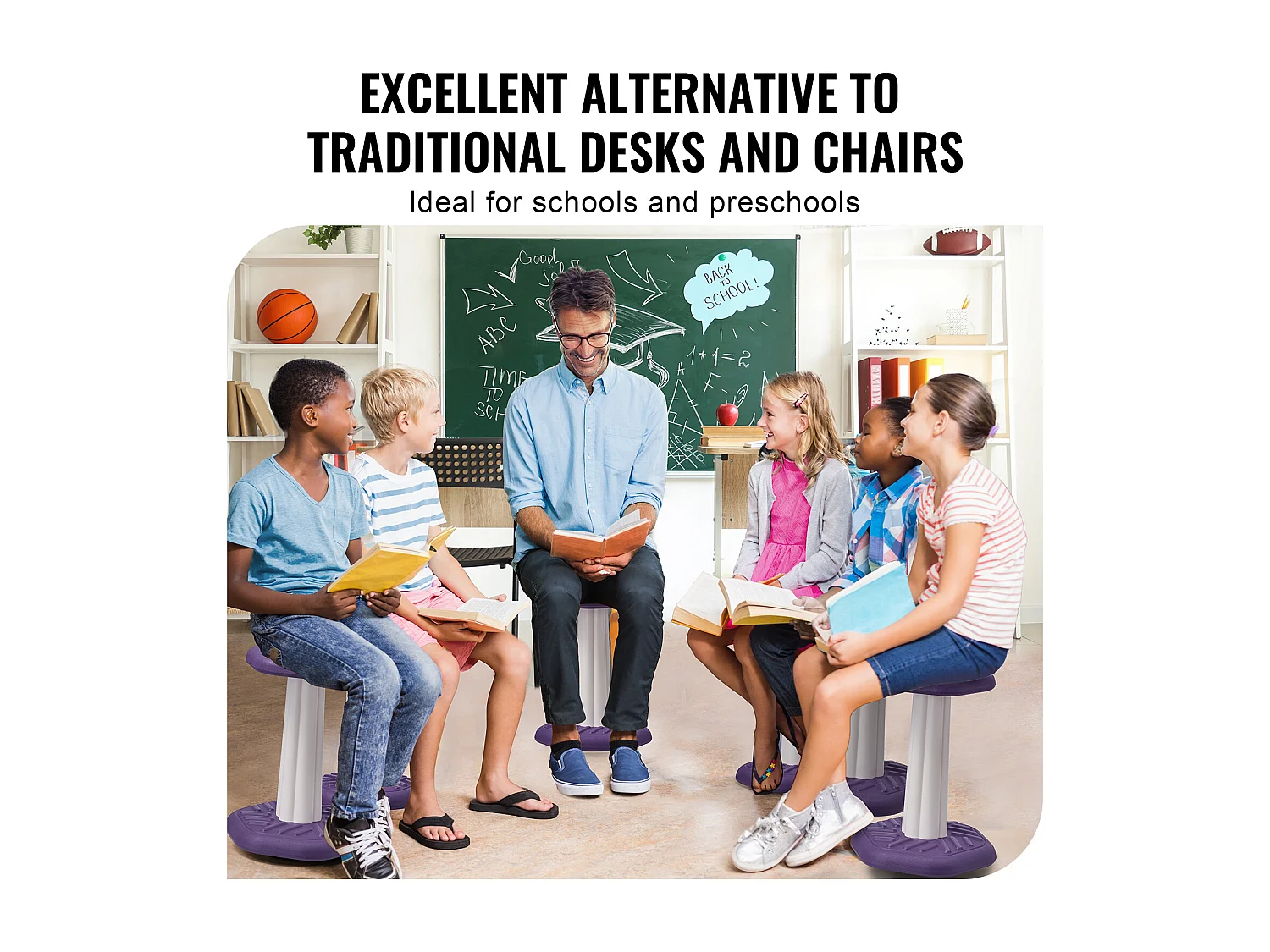 Sgabello Oscillante SucceBuy Kids Wobble Chair Sedia Attiva Con Cuscino In Schiuma Per 7-14 Anni, Viola