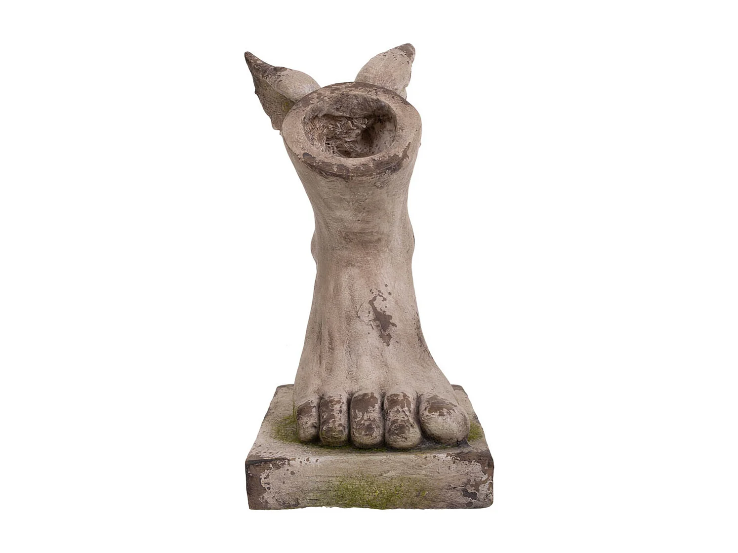 Steinfarbener Magnesiumdekor-Fußpflanzer, 24x18x33h cm