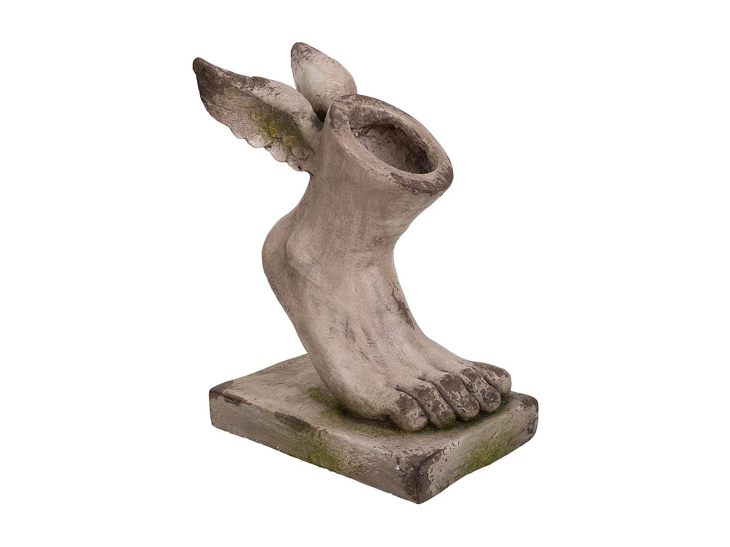 Steinfarbener Magnesiumdekor-Fußpflanzer, 24x18x33h cm
