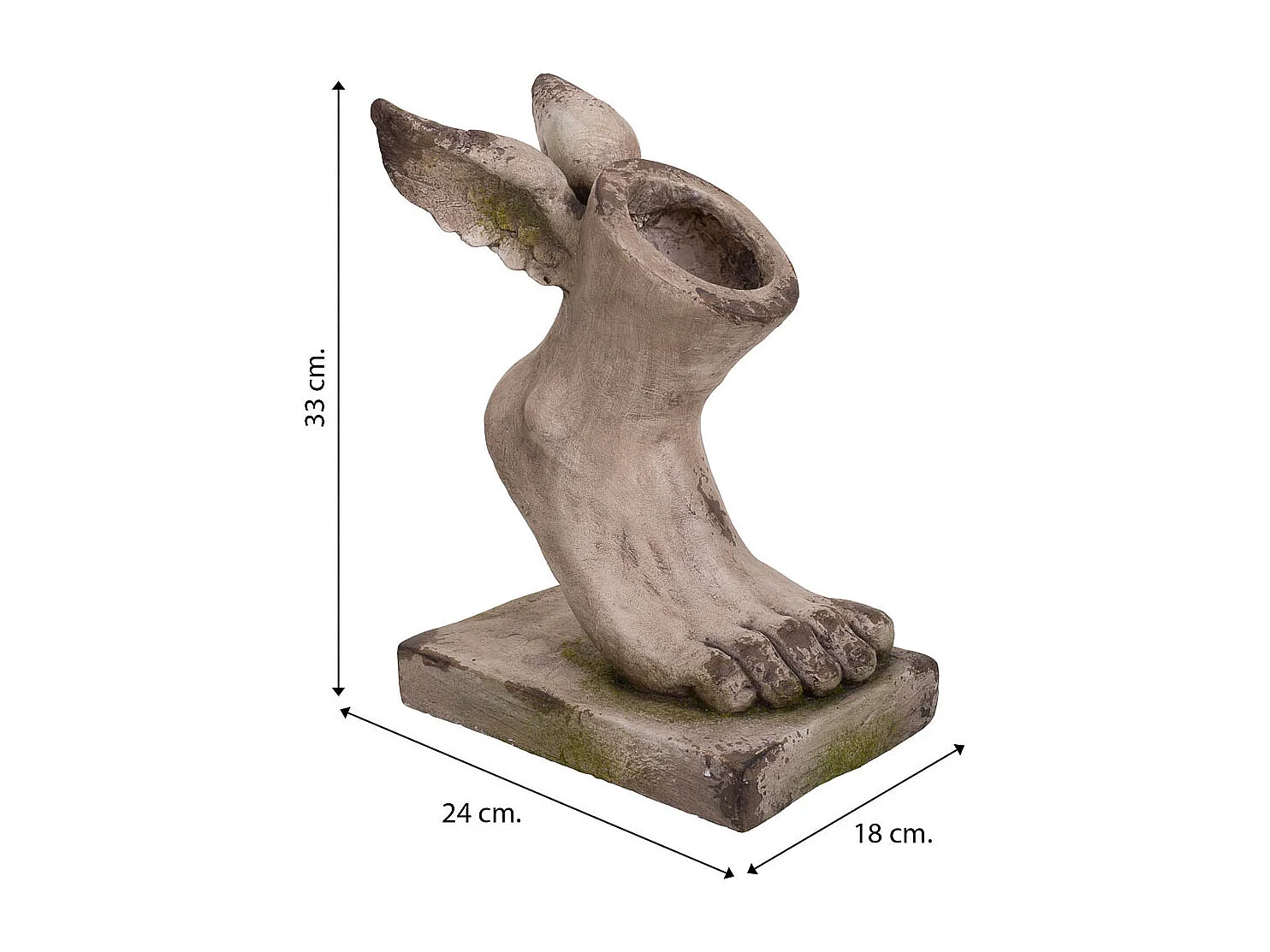 Steinfarbener Magnesiumdekor-Fußpflanzer, 24x18x33h cm