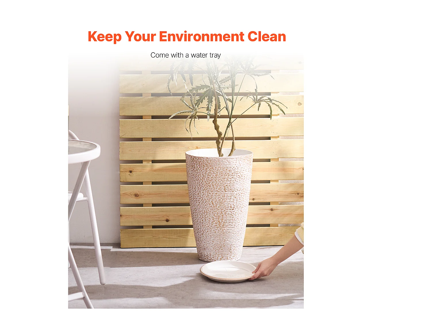 Pot de Fleurs, SucceBuy Lot de 2 Pots de Fleurs Ronds et Coniques de 53 cm pour l'Extérieur et l'Intérieur