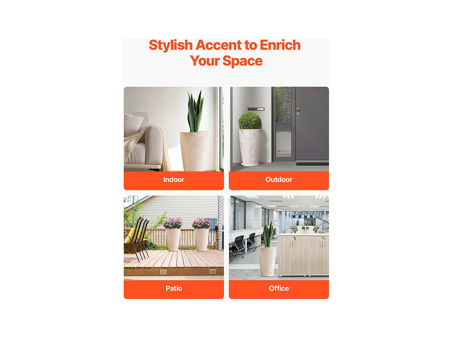 Pot de Fleurs, SucceBuy Lot de 2 Pots de Fleurs Ronds et Coniques de 53 cm pour l'Extérieur et l'Intérieur