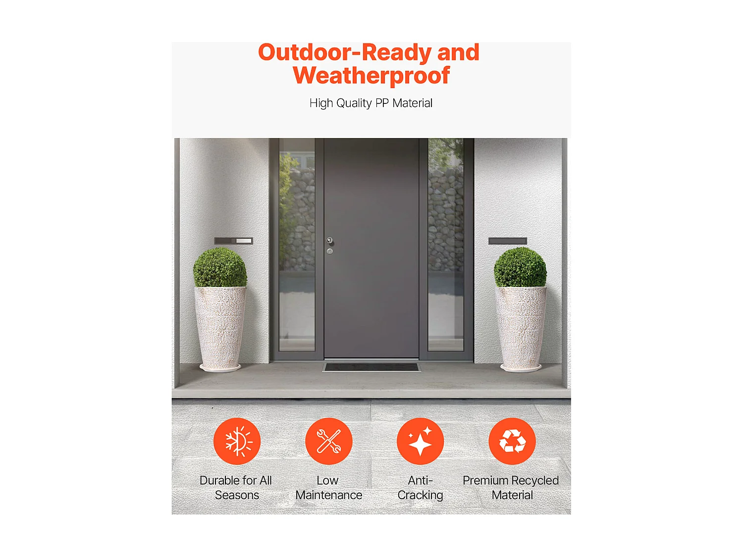 Bloempot SucceBuy, 2-Pack 53 cm Ronde Taps Toelopende Plantenpotten voor Buiten en Binnen