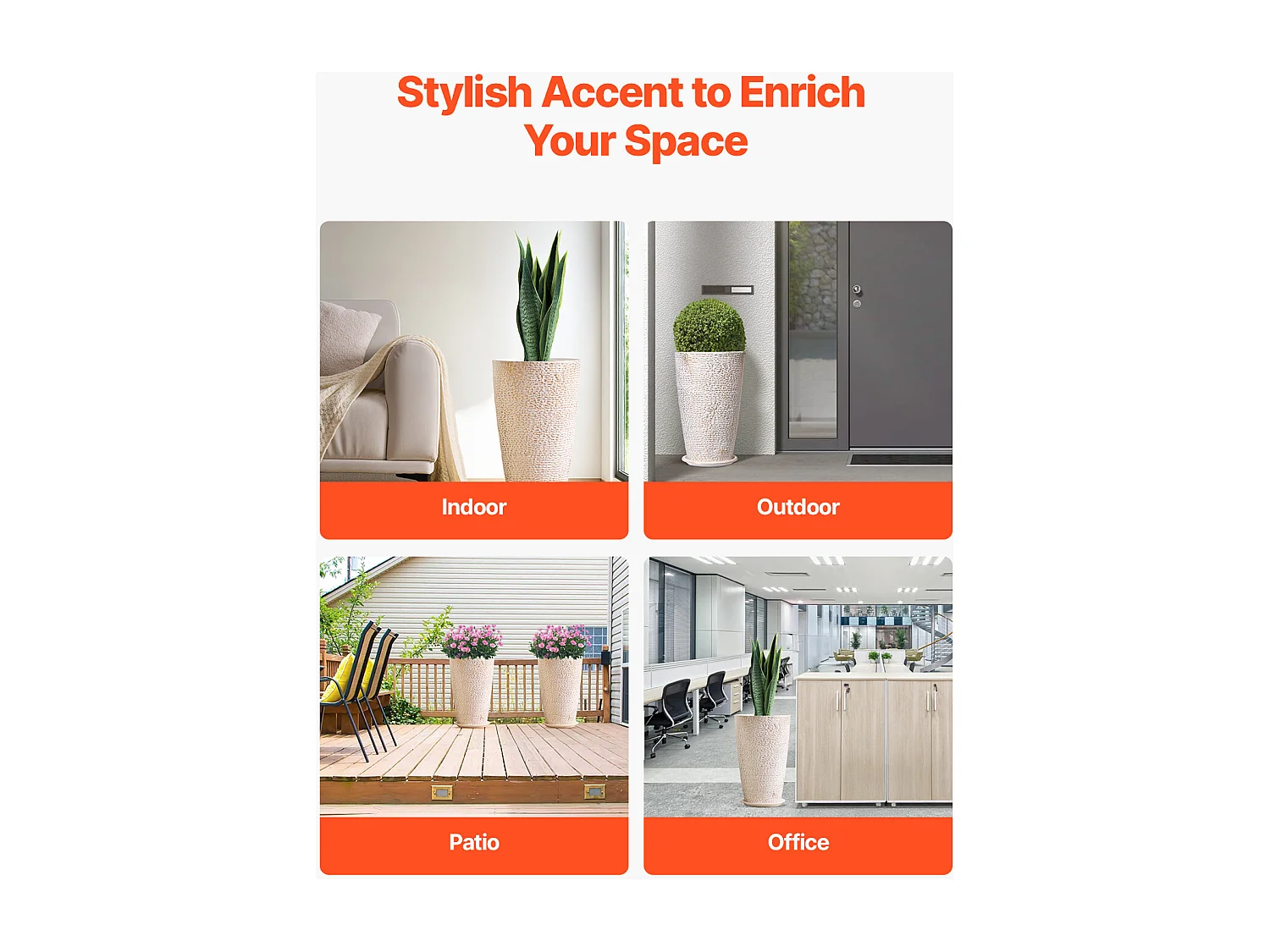 Bloempot SucceBuy, 2-Pack 53 cm Ronde Taps Toelopende Plantenpotten voor Buiten en Binnen