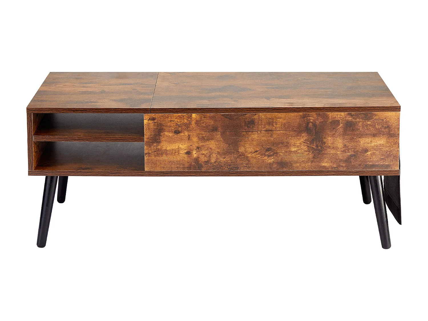 Table Basse avec Plateau Relevable SucceBuy Table Basse à Plateau Relevable 1 m Table Basse Rectangulaire pour Salon Marron