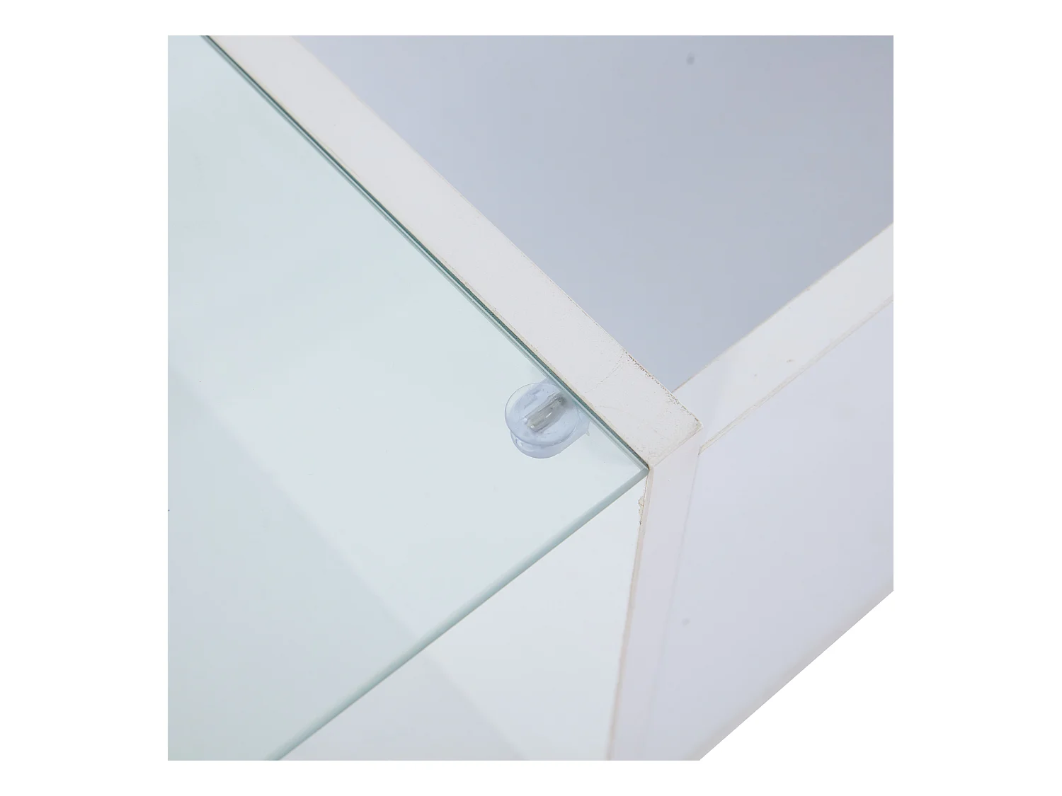 Tavolino con piano sollevabile e LED, contenitore integrato, laccato bianco lucido