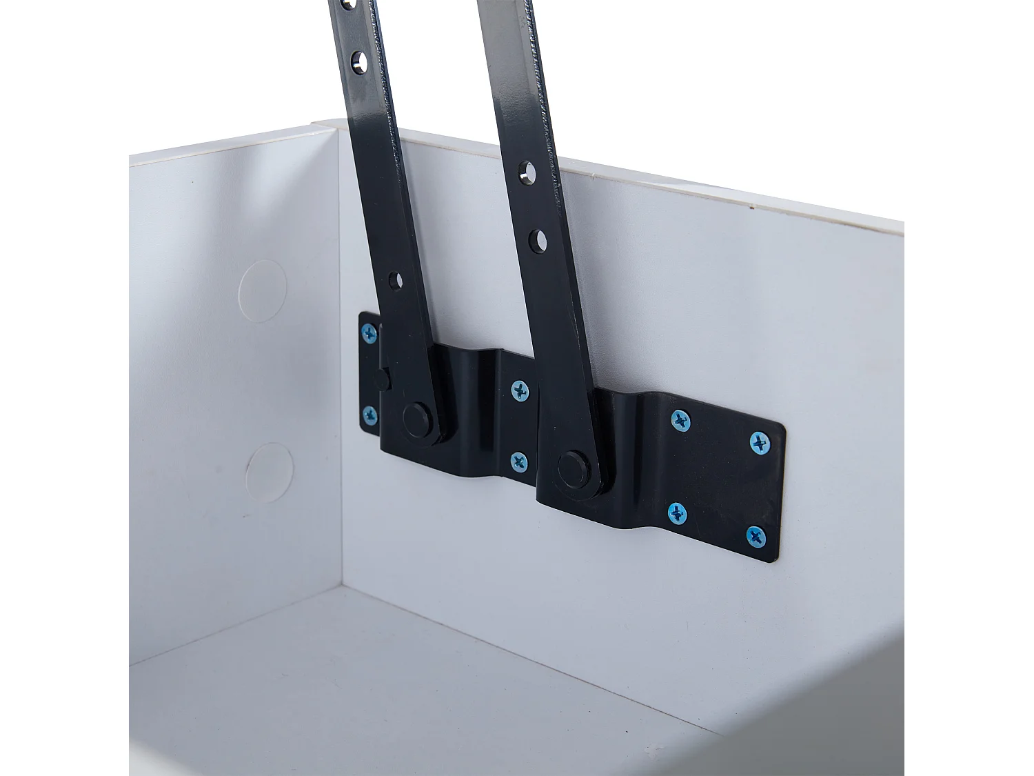 Table basse carré avec plateau relevable, 1 tiroir et compartiments caché, LED inclus, blanc