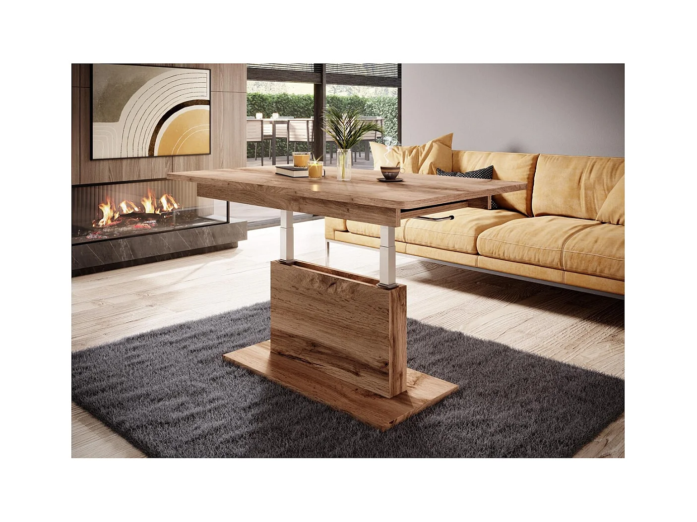 Table basse Busetti/Aggloméré laminé/Métal/Marron