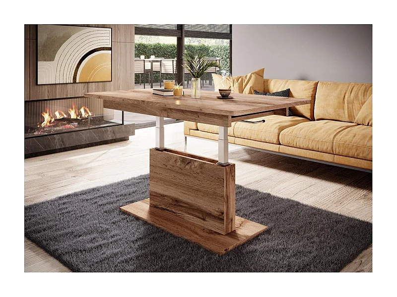 Tavolino Busetti/Truciolare laminato/Metallo/Marrone