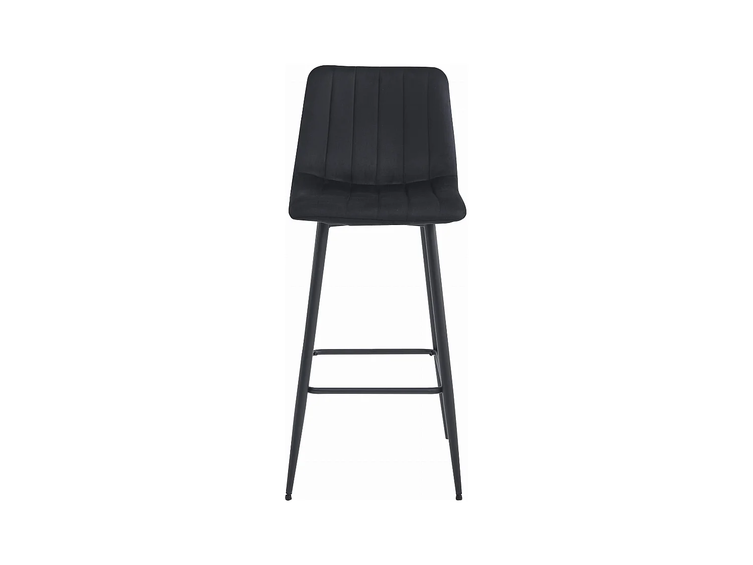 Tabouret POZZA - velours noir / pieds noirs x 4