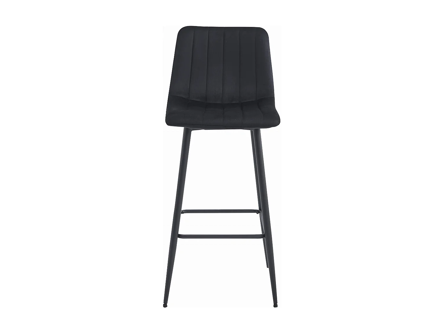 Tabouret POZZA - velours noir / pieds noirs x 4