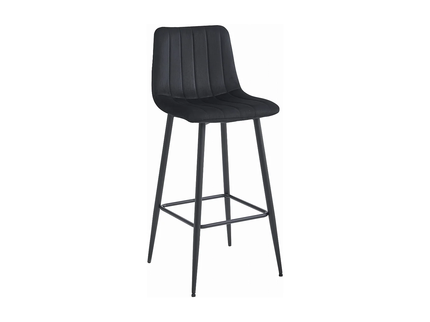 Tabouret POZZA - velours noir / pieds noirs x 4