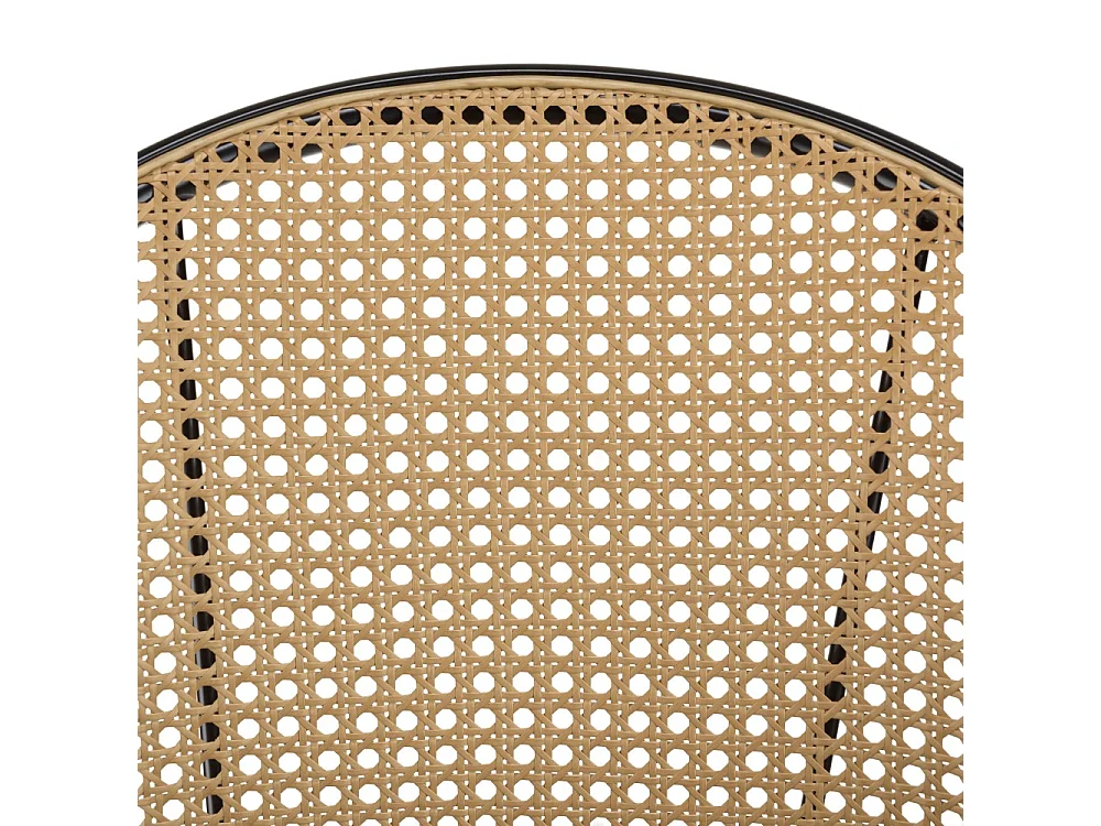 LEA - Lot de 2 tabourets assise tissu noir dossier effet cannage