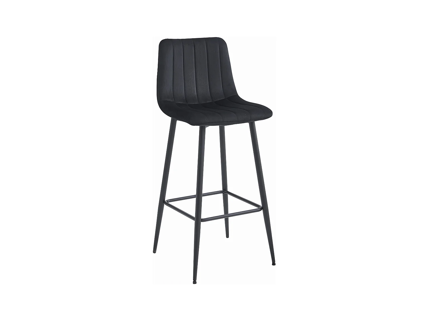 Tabouret POZZA - velours noir / pieds noirs x 2