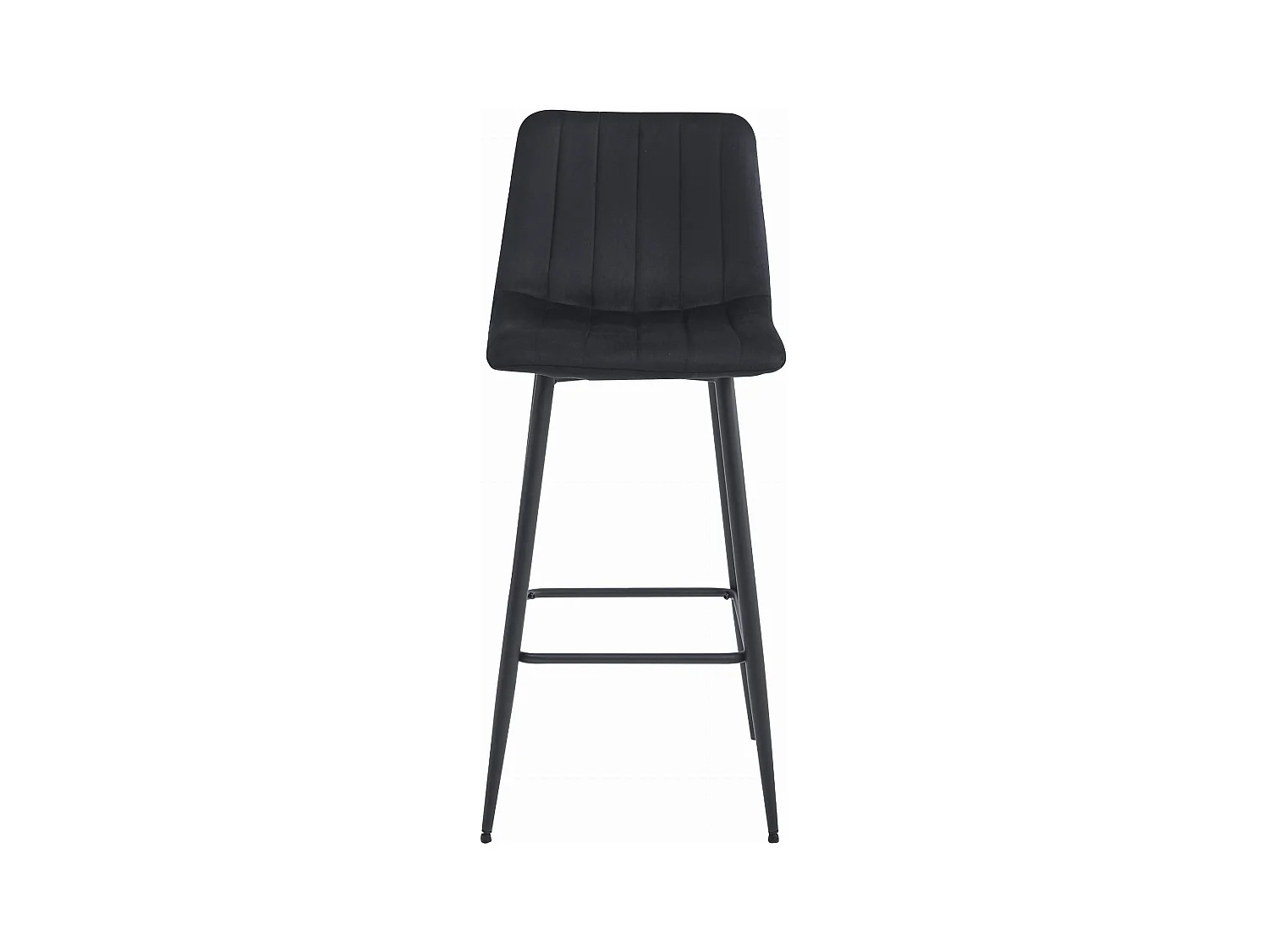 Tabouret POZZA - velours noir / pieds noirs x 2