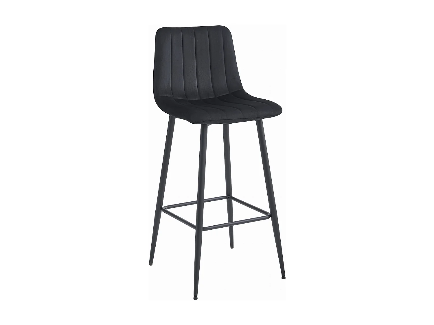 Tabouret POZZA - velours noir / pieds noirs x 2
