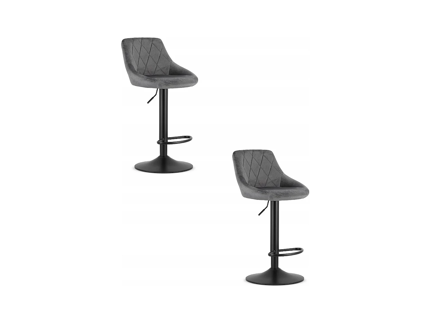 Tabouret KAST - velours gris / base noire x 2