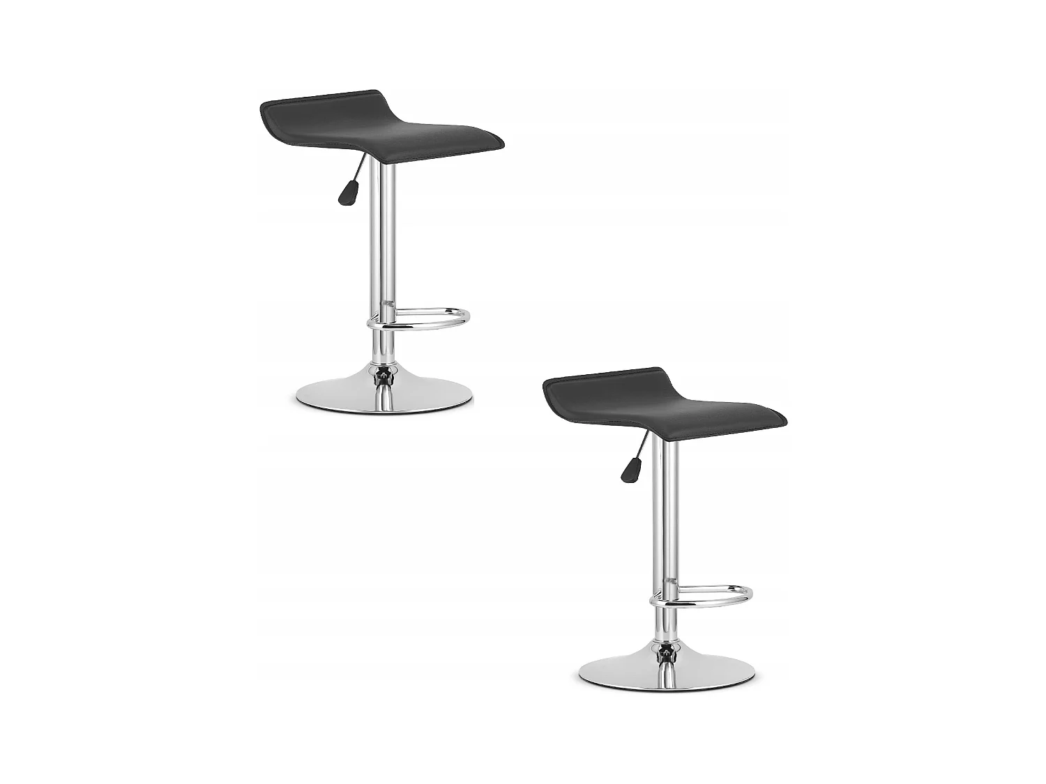 Tabouret FORT - simili cuir noir / base chromée x 2