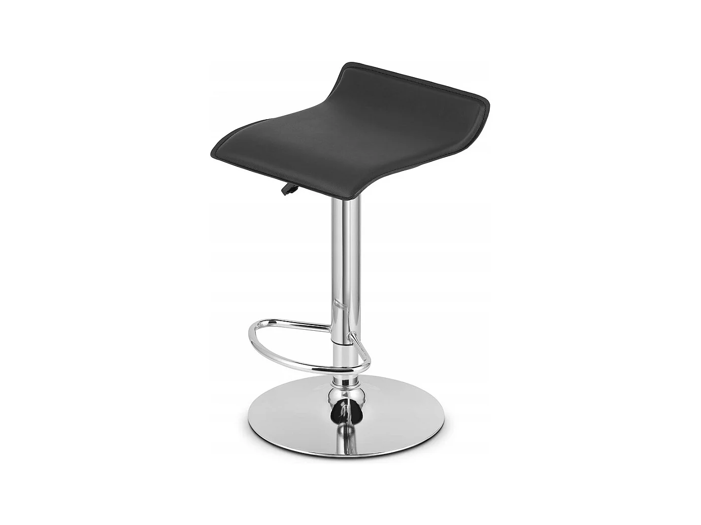 Tabouret FORT - simili cuir noir / base chromée x 2