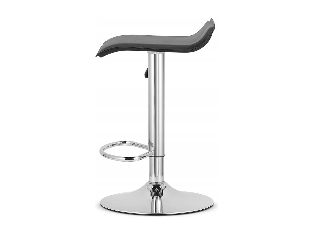 Tabouret FORT - simili cuir noir / base chromée x 2